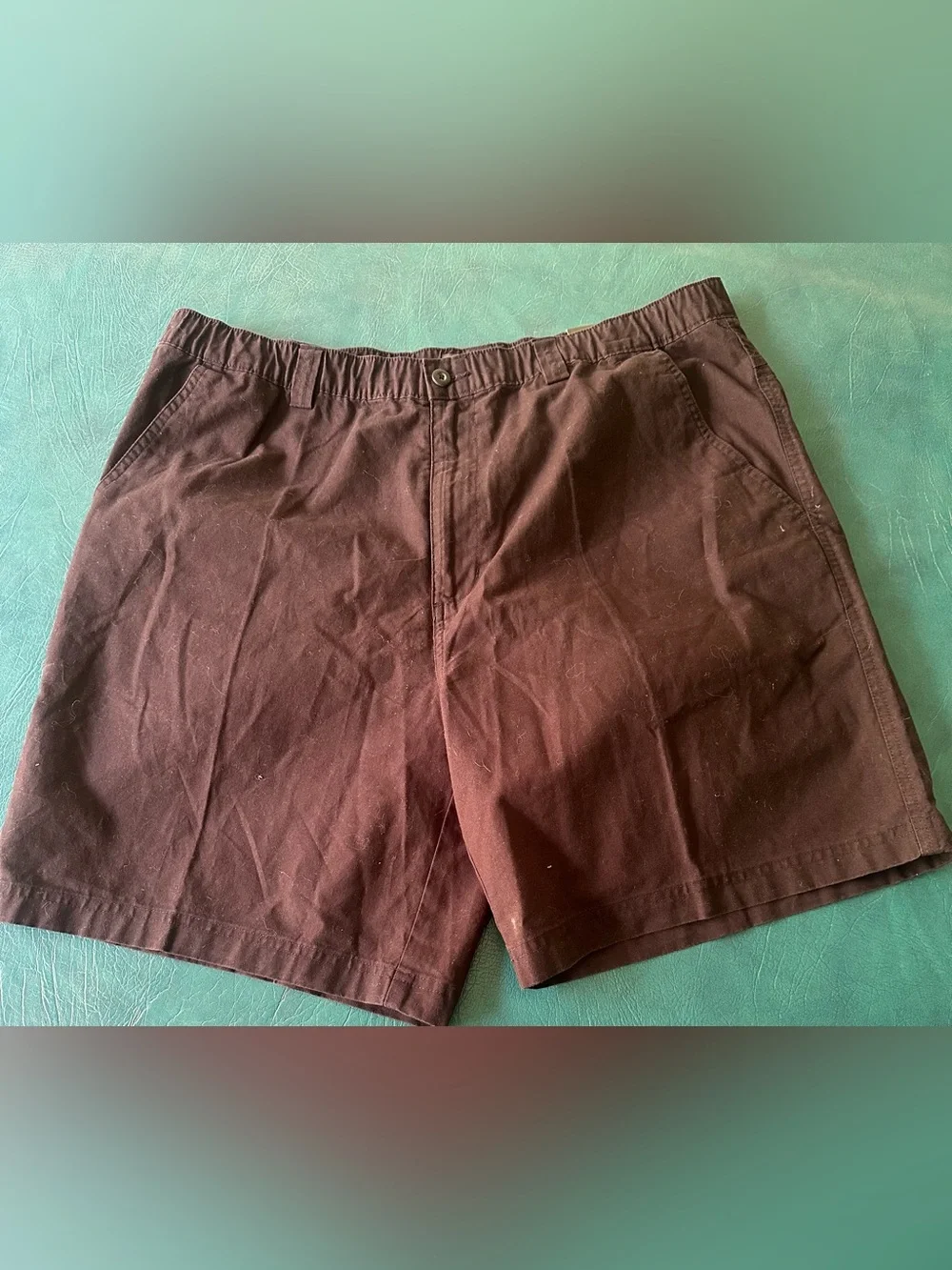 CROFT & BARROW size 38 Men's Dark Brown Flat-Front Cotton Shorts